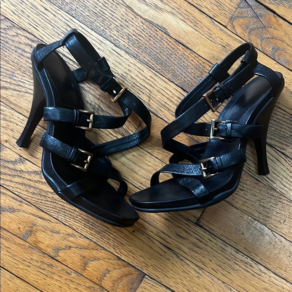 Prada Black Strappy Heels